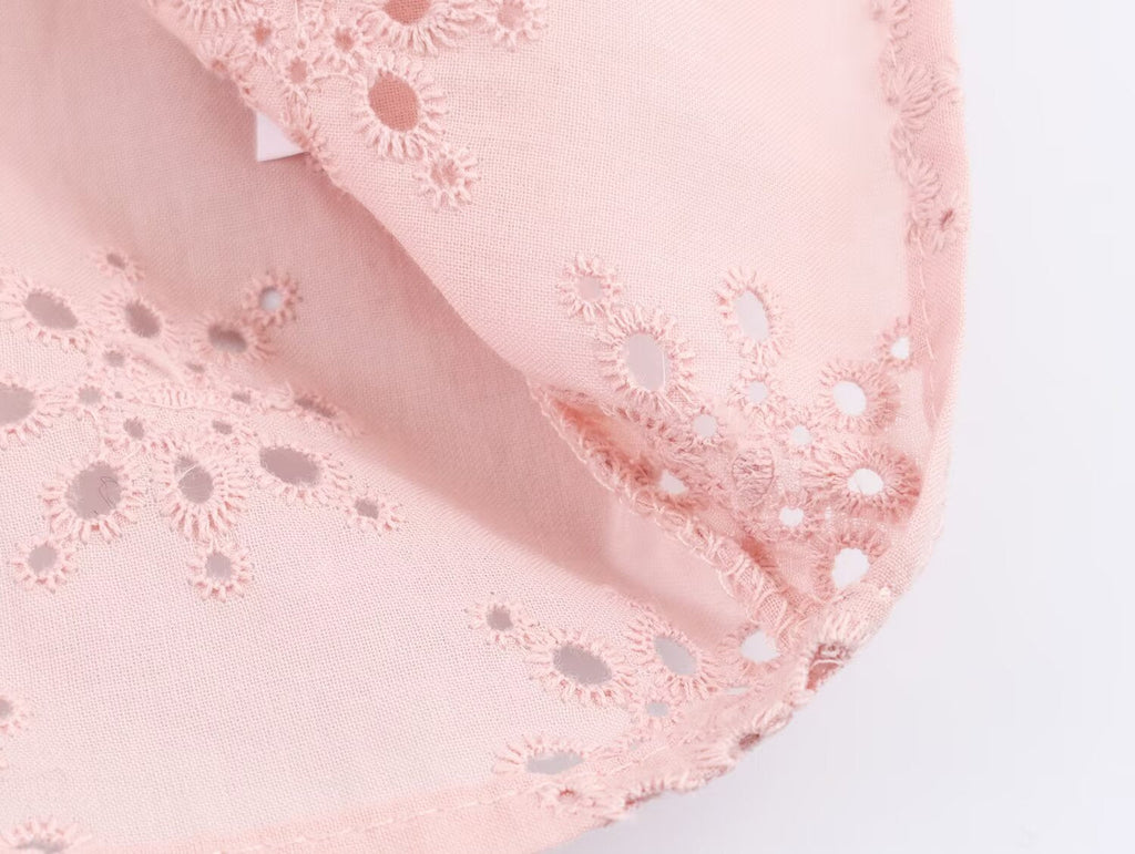 Women Clothing Casual Hollow Out Cutout Embroidered Shirt - P's One-Stop Shop 