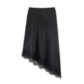 Women Clothing Spring Sexy Satin Acetate Lace Stitching Irregular Asymmetric Skirt - P's One-Stop Shop 