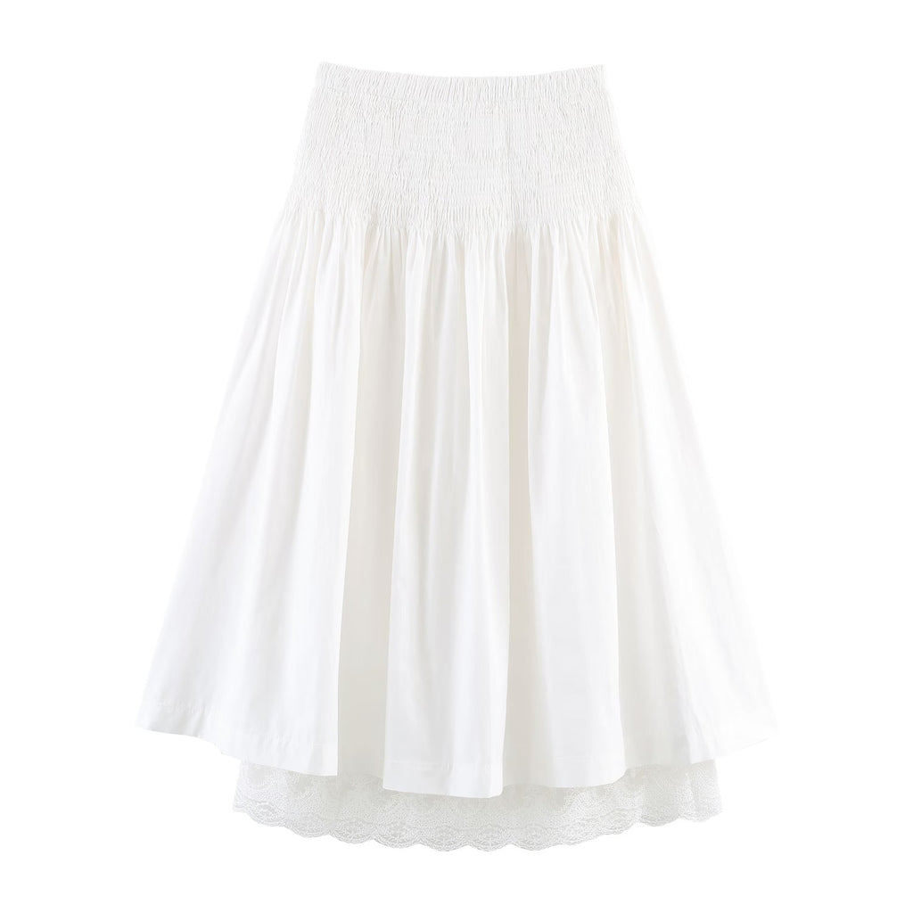 Women Wear Pleated Skirt Women High Waist A line Slimming Elegant Elastic Draping Long Skirt - P's One-Stop Shop 