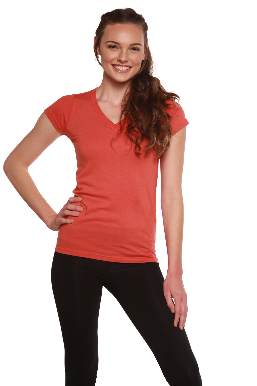 Women's Bamboo Viscose/Cotton V-Neck Cap Sleeve T-Shirt - P's One-Stop Shop 
