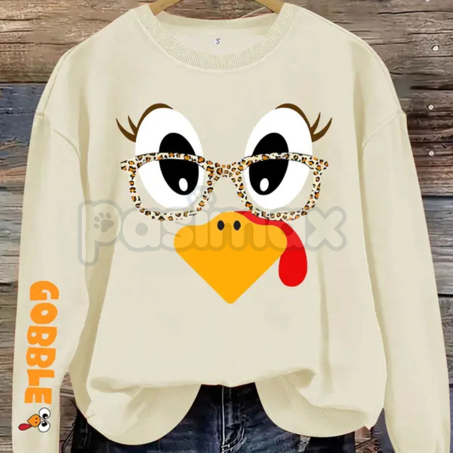 Women's Casual Thanksgiving Turkey Print Pullover Sweater – Cozy Holiday Crewneck - P's One-Stop Shop 