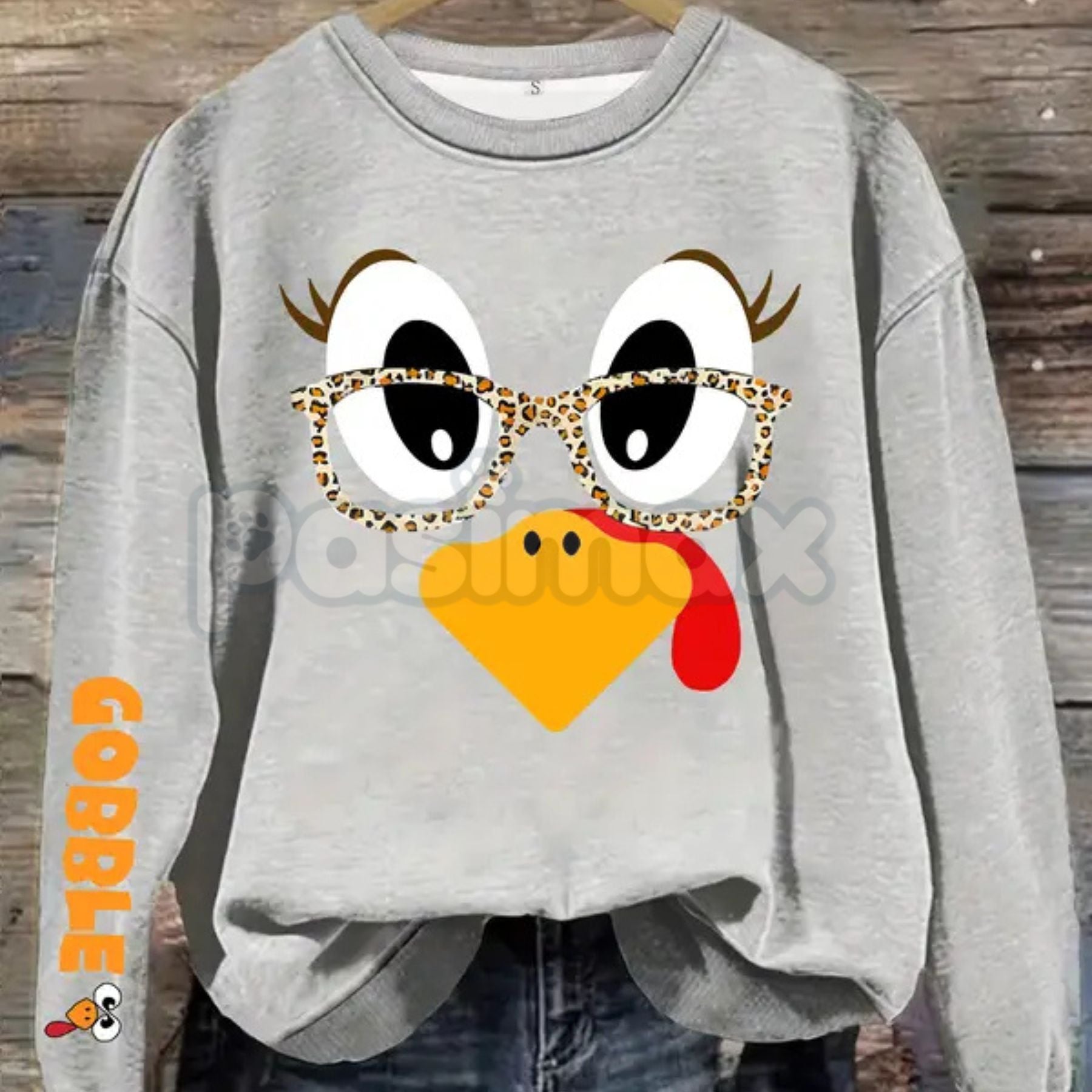Women's Casual Thanksgiving Turkey Print Pullover Sweater – Cozy Holiday Crewneck - P's One-Stop Shop 