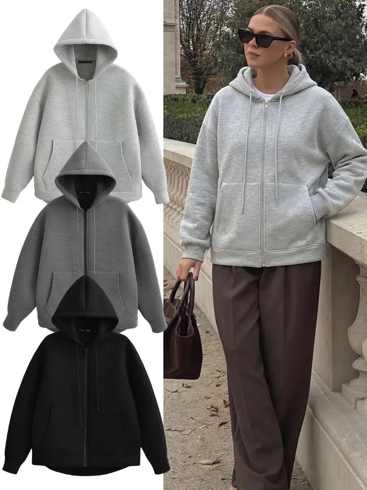 Women's Casual Zipper Hoodie with Pockets - P's One-Stop Shop 
