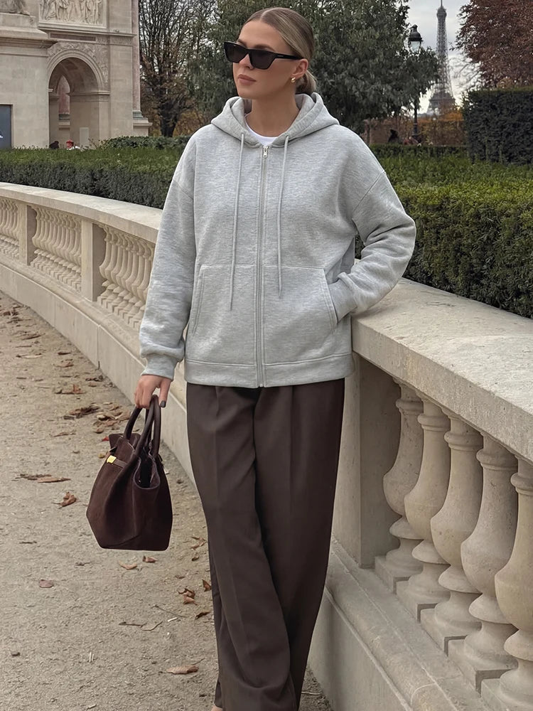 Women's Casual Zipper Hoodie with Pockets - P's One-Stop Shop 