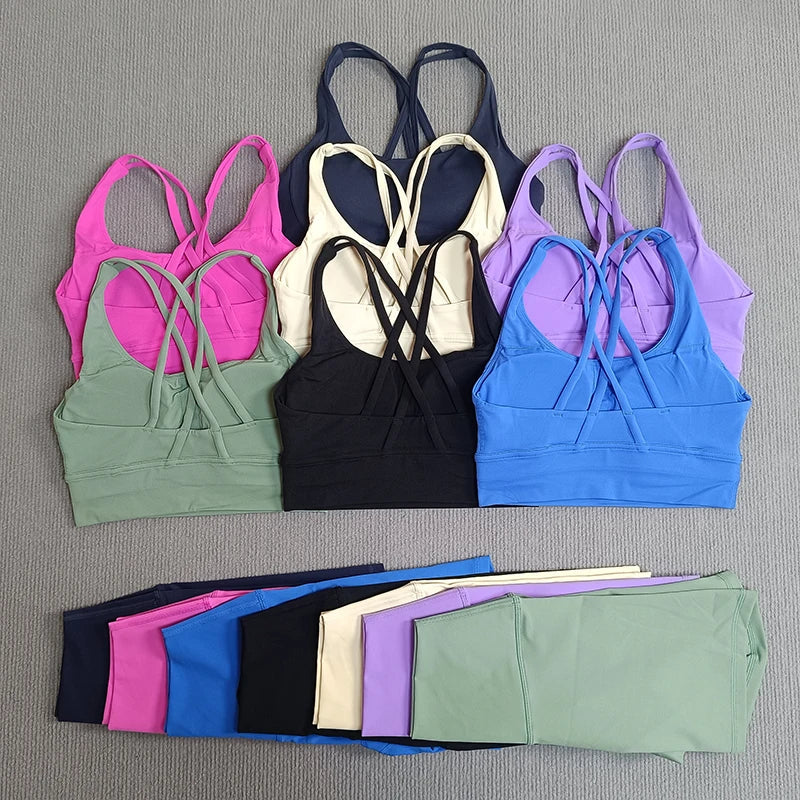 Women's Cross Back Yoga Set with Pockets - P's One-Stop Shop 