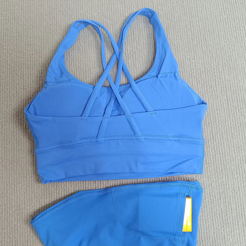 Women's Cross Back Yoga Set with Pockets - P's One-Stop Shop 