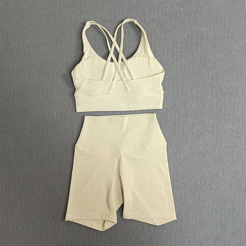 Women's Cross Back Yoga Set with Pockets - P's One-Stop Shop 