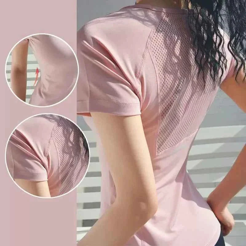Women's Quick-Dry Mesh Yoga T-Shirt - P's One-Stop Shop 
