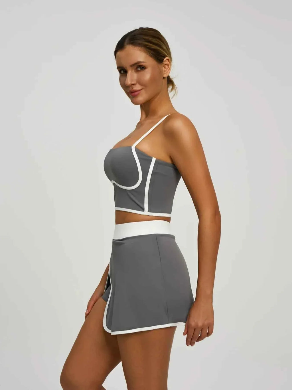 Women's Sports Set: Padded Crop Top & Pocket Skort - P's One-Stop Shop 