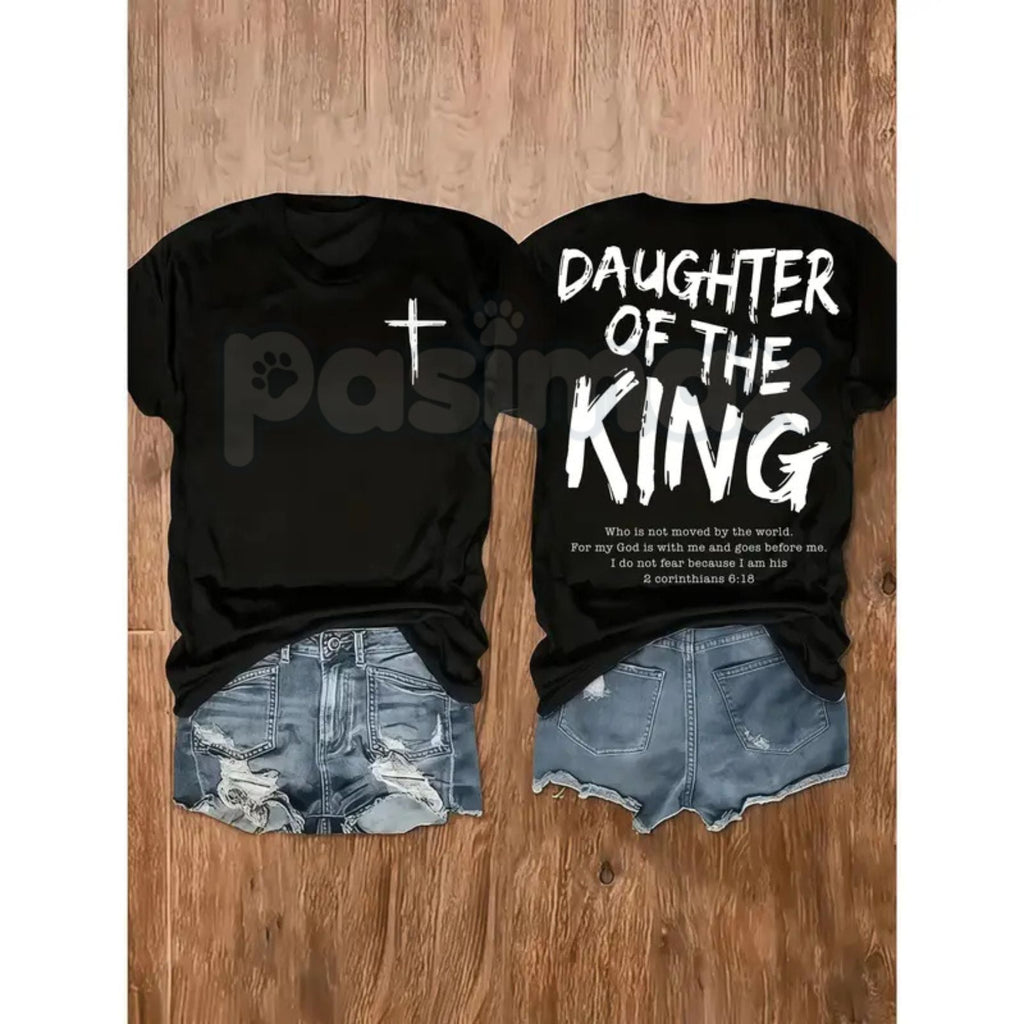 "Daughter of the King" Women's Christian T-Shirt - Inspirational Faith-Based Graphic Tee, Premium 100% Cotton Religious Gift for Her, Minimalist Scripture-Inspired Crown Top, Empowering Grace-Filled Apparel, Soft Lived-In Christian Streetwear - P's One-Stop Shop 